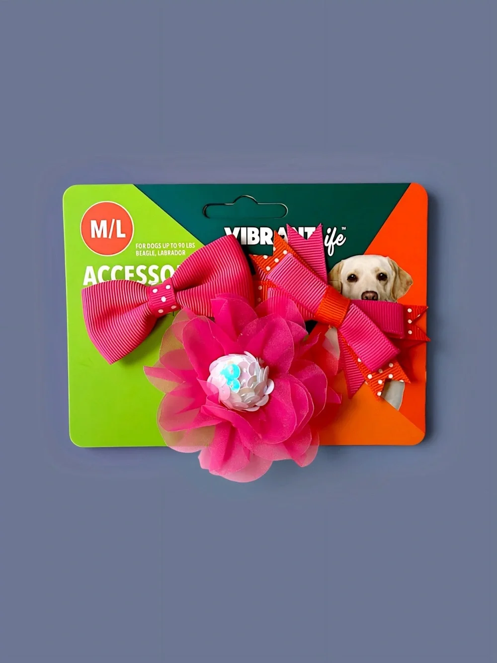 Vibrant Life Pink Dog Bows Accessories 3-Piece Set